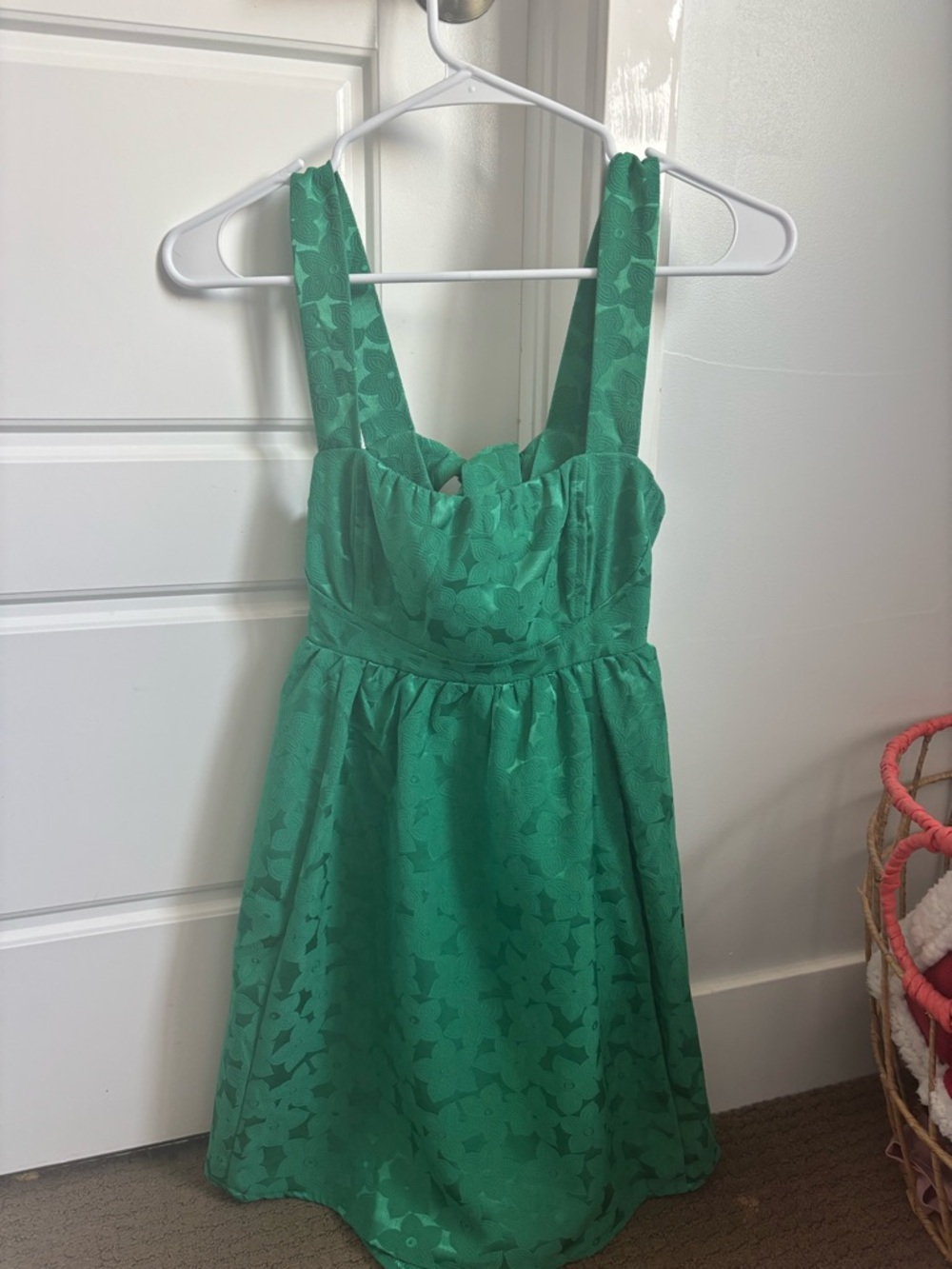 Lucy in the Sky Green Floral Jacquard Party Dress for Girls